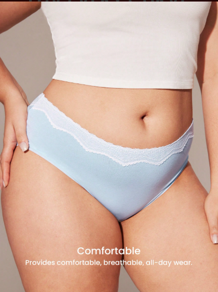 DUMMY - Panty Luvlette   algodón con ribete de encaje de cintura media 1XL